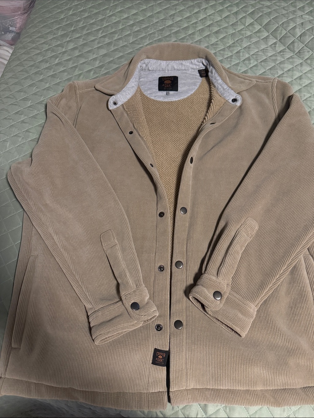 Men's Corduroy Shirt Jacket in Tan by Unknown Brand